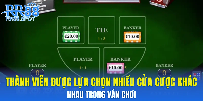 Thành viên được lựa chọn nhiều cửa cược khác nhau trong ván chơi
